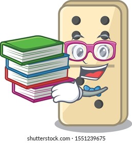 student bring book isolated domino with the cartoon