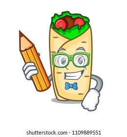 Student burrito character cartoon style