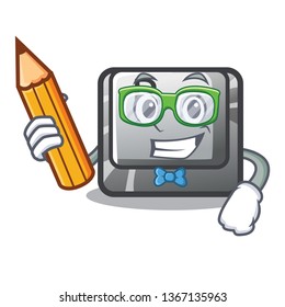 Student button B isolated with the cartoon