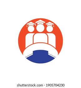 Student Call vector logo design template. Students and handset icon logo.	