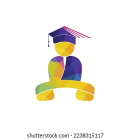 Student Call vector logo design template. Students and handset icon logo.	