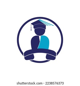 Student Call vector logo design template. Students and handset icon logo.	
