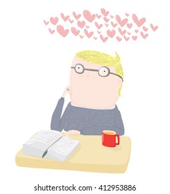 A student can not be fully concentrated on a study subject - love is in the air and he can feel it.