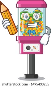 Student candy vending machine in a cartoon