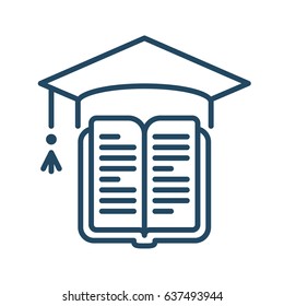 Student Cap and Book vector icon in meaning Education and Graduation