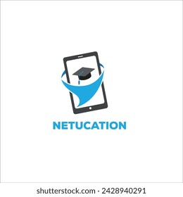 student cap cellphone screen vector logo template