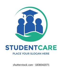 Student Care Vector Logo Template. This Design Use Hand Symbol. Suitable For Education.