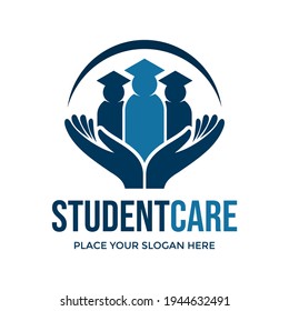 Student care vector logo template. This design use hand symbol. Suitable for education.