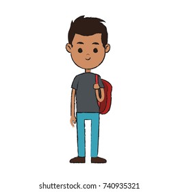 student carrying bag cartoon icon image