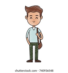 student carrying bag cartoon icon image