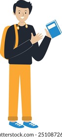 Student Cartoon Character. Flat Vector Illustration Design