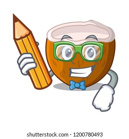 Student cartoon delicious ripe coconuts for drinking