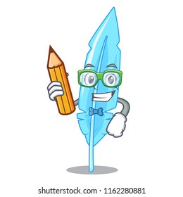 Student cartoon feather for writing
