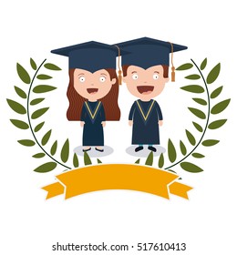 Student cartoon inside wreath design
