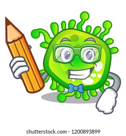 Student cartoon microba virus bacteria in body