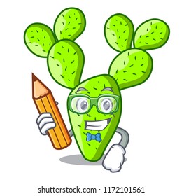 Student cartoon opuntia cactus in the desert