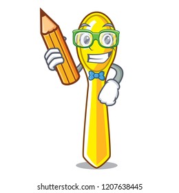 Student cartoon plastic spoon on dining table
