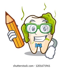 Student cartoon unhealthy decayed teeth in mouth