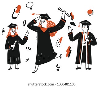 Student are celebrating for graduation  from academic or college. 