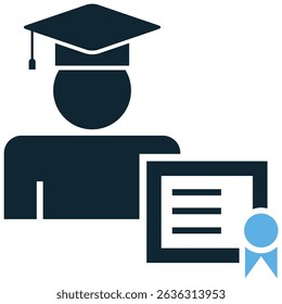 Student certificate icon vector for achievement proof and school award. Ideal for education success display, merit badge, and academic record visuals.
