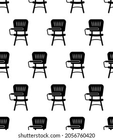 Student Chair Icon Seamless Pattern, Desk Chair, Armed Chair Vector Art Illustration