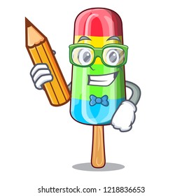 Student character beverage colorful ice cream stick