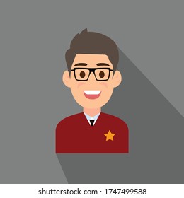 Student Character Flat Icon Design