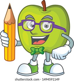 Student character granny smith green apple with mascot