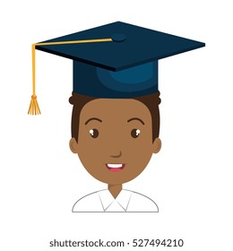 student character with hat graduation