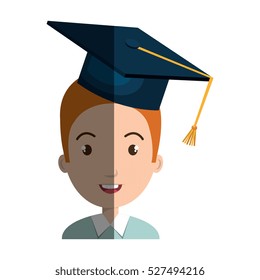 student character with hat graduation
