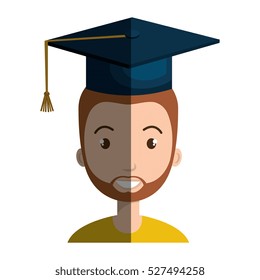 student character with hat graduation