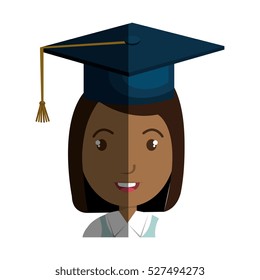 student character with hat graduation