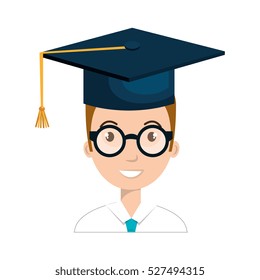 student character with hat graduation