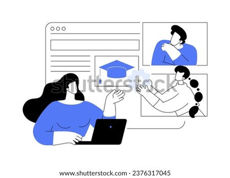 Student chat isolated cartoon vector illustrations. Girl greeting her colleagues via video conference, fellow students chat, online degree, distance learning, virtual education vector cartoon.