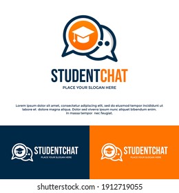 Student chat vector logo template. This design use hat or cap symbol. Suitable for education.