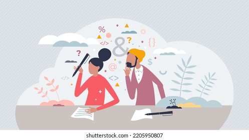Student cheating as miserable exam action and plagiarism tiny person concept. Unfair test for school or university with looking over to classmate vector illustration. Intellectual property stealing.