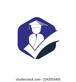 Student und überprüfen Sie das Symbol und Logo Design. Design-Vorlage für Bildungs- und institutionelle Vektorgrafiken.	