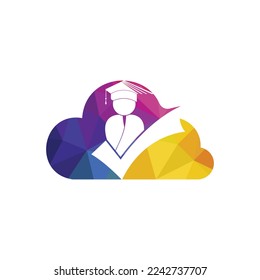 Estudiante y marca de verificación icono y diseño de logotipo. Plantilla de diseño del logotipo del vector educativo e institucional.	