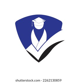 Student und überprüfen Sie das Symbol und Logo Design. Design-Vorlage für Bildungs- und institutionelle Vektorgrafiken.	