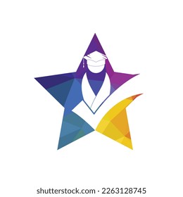 Student und überprüfen Sie das Symbol und Logo Design. Design-Vorlage für Bildungs- und institutionelle Vektorgrafiken.