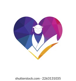 Estudiante y marca de verificación icono y diseño de logotipo. Plantilla de diseño del logotipo del vector educativo e institucional.	