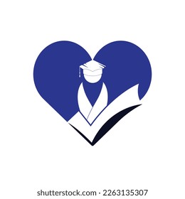 Student and check mark icon and logo design. Educational and institutional vector logo design template.	