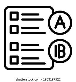 Icono de lista de verificación de estudiantes. Esquema Icono de vector de lista de comprobación de estudiante para diseño web aislado en fondo blanco