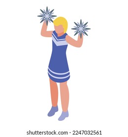 Student cheer girl icon isometric vector. Woman dancer. Cute jumping