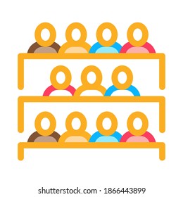 Student Class at Desks Icon Vector. Outline Student Class at Desks Sign. Isolated Contour Symbol Illustration