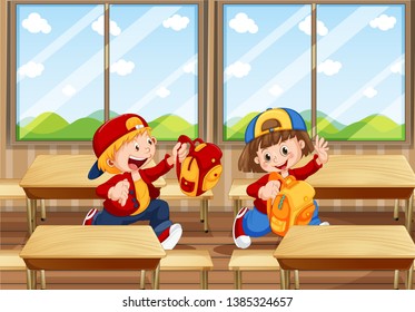 Ilustración estudiantil en aula