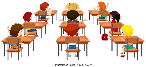 StudentInnen im Klassenzimmer einzelne Illustration
