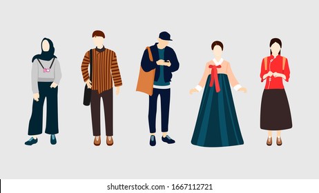 Student clothing styles from various countries in Asia.