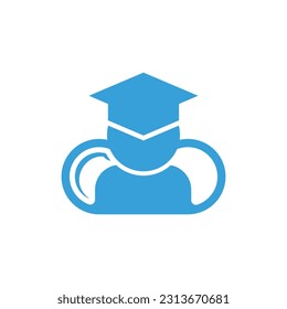 Diseño gráfico de la ilustración del logotipo de datos de la nube estudiantil. diseño de símbolos educativos, plantilla de diseño de vectores aislados de concepto de iconos