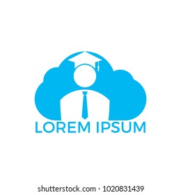 Student and cloud logo design. E-learning concept template.